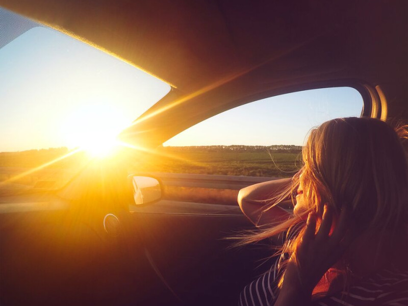 Medium Girl in car sundown 1